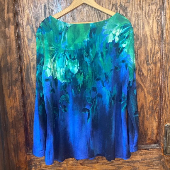Bob Mackie Wearable Art Blue Green Blouse Woman Size 1X - Picture 5 of 8